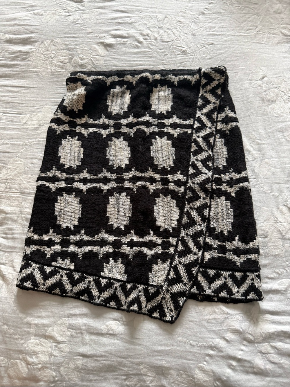 Free People Black & White Geometric Knit Mini Skirt